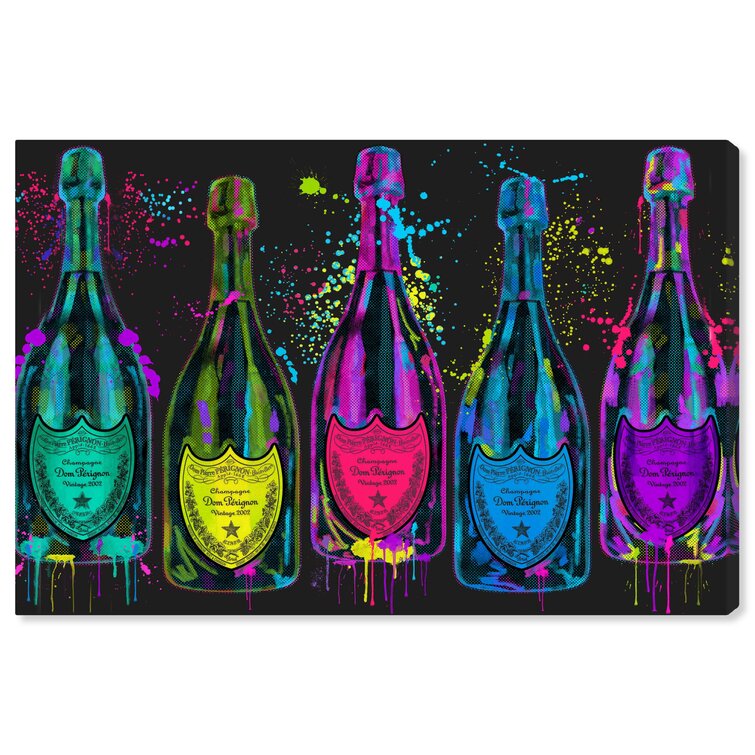 Drinks And Spirits Luminous Party Champagne Bottles Print